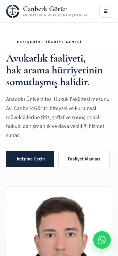 canberk.gorur.org ana sayfasının telefon görünümü: üst menü, ana sayfa başlığı ve kısa tanıtım metni.